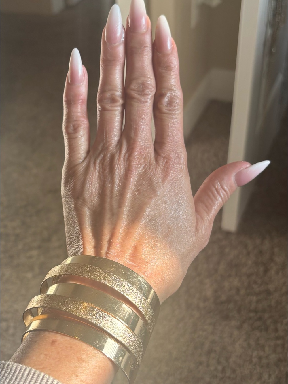 Gold Layered Cuff Bracelet - Wide Stackable Bangle